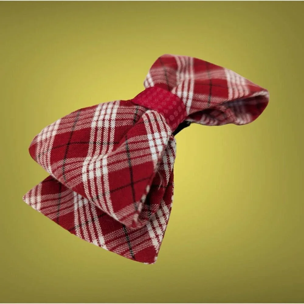 Women's Red Plaid, Medium Sized Hair Bow Barrette New